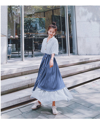 【Dress】切り替えデザインシャツワンピース　W10848