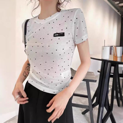 【Tops】透け感Ｔシャツ   W12347