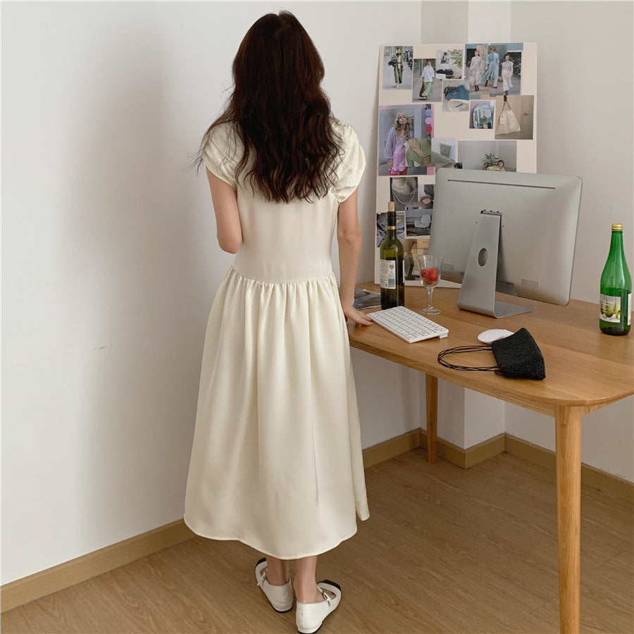 【Dress】アシンメトリープリーツVネックドレス T01617