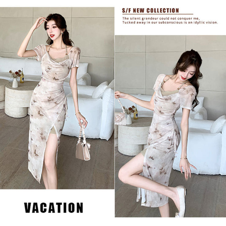 【Dress】プリントホルターネックワンピース　Ｗ11962