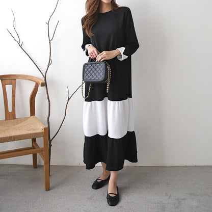 【Dress】ロング丈配色ワンピース　Z7836
