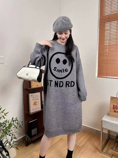 【Dress】新入荷～ニコちゃニットワンピース　Ｗ9756