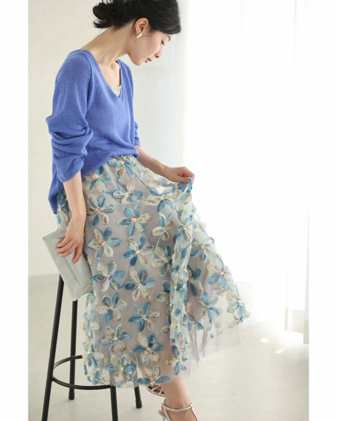 【Bottoms】展開花柄スカート T01678