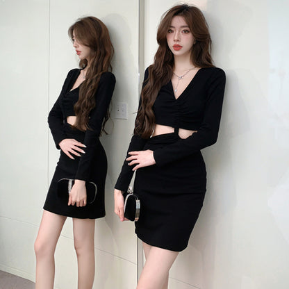 【Dress】ウエスト透かし彫りワンピース　Z7754