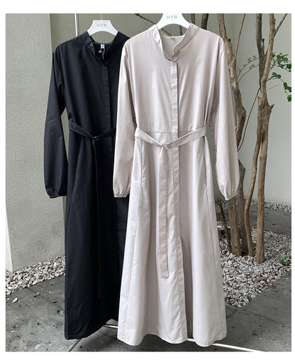 【Dress】高級感～フェミニン春秋ロング丈シャツワンピース    W7659