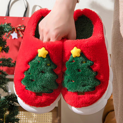 【Shoes】裏起毛厚手クリスマススリッパ T01133