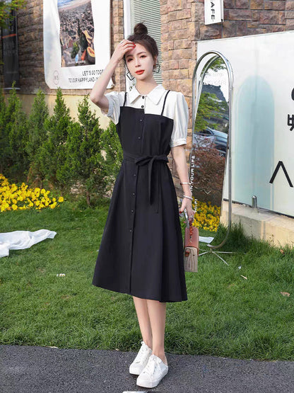 【Dress】フェイクレイヤードワンピース    W11129