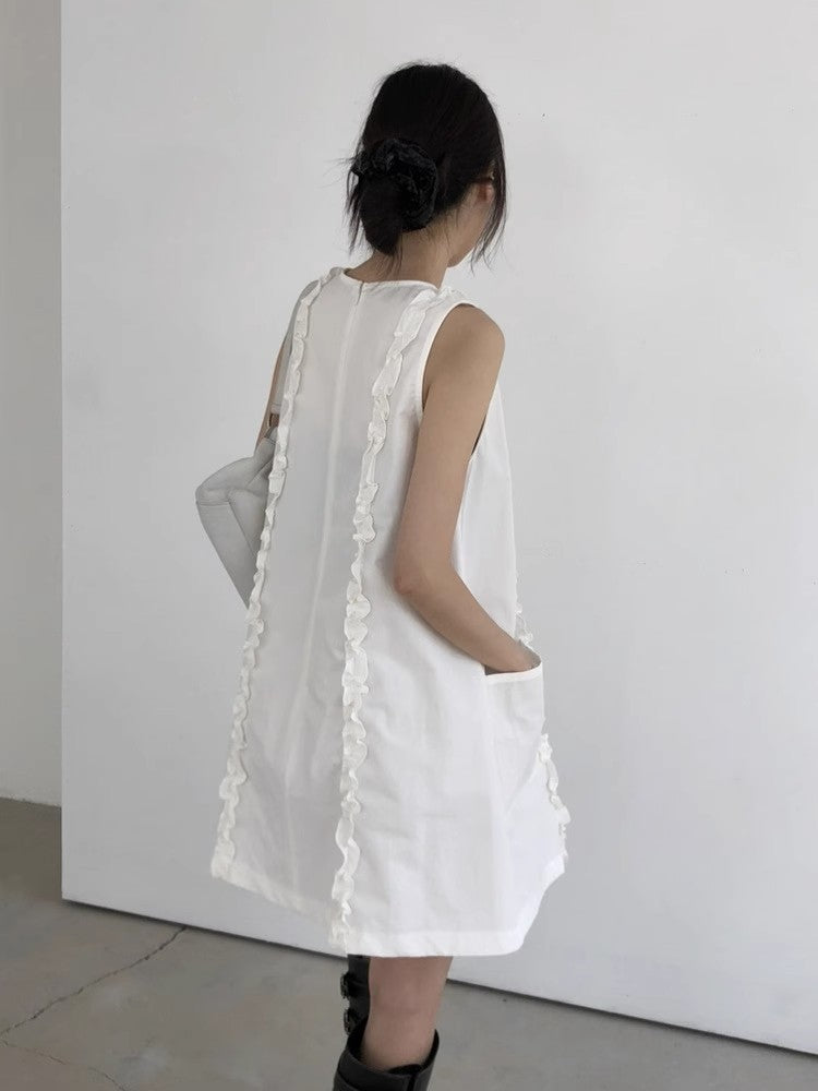 【Dress】パッチワークフリルベストドレス T01687