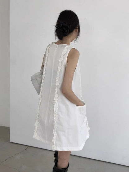【Dress】パッチワークフリルベストドレス T01687