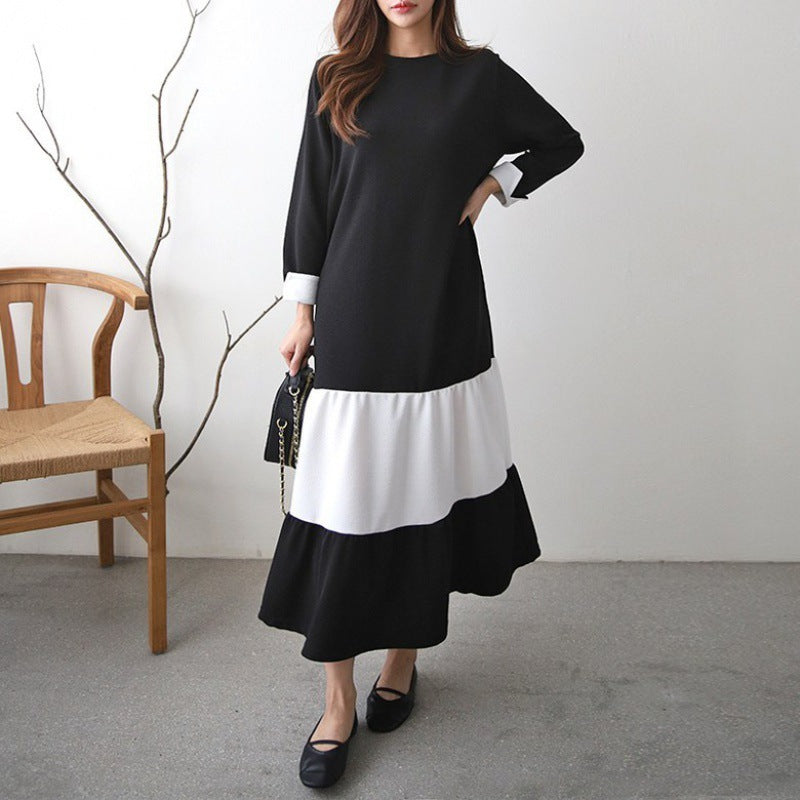 【Dress】ロング丈配色ワンピース　Z7836
