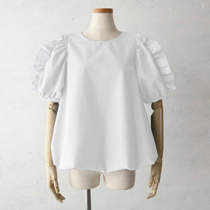 【Tops】フリル半袖シャツ T01693