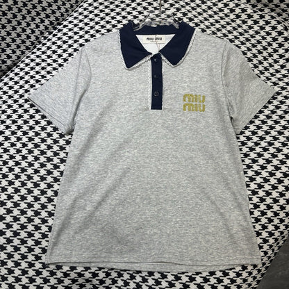 【Set】レース切り替えTシャツ + スカート2点セット T01479