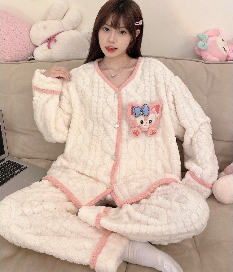 【Roomwear】新入荷～柔らかい開襟パジャマ温かいルームウェア　Z-6202