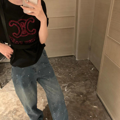 【Tops】ホットダイヤモンドTシャツ T01628