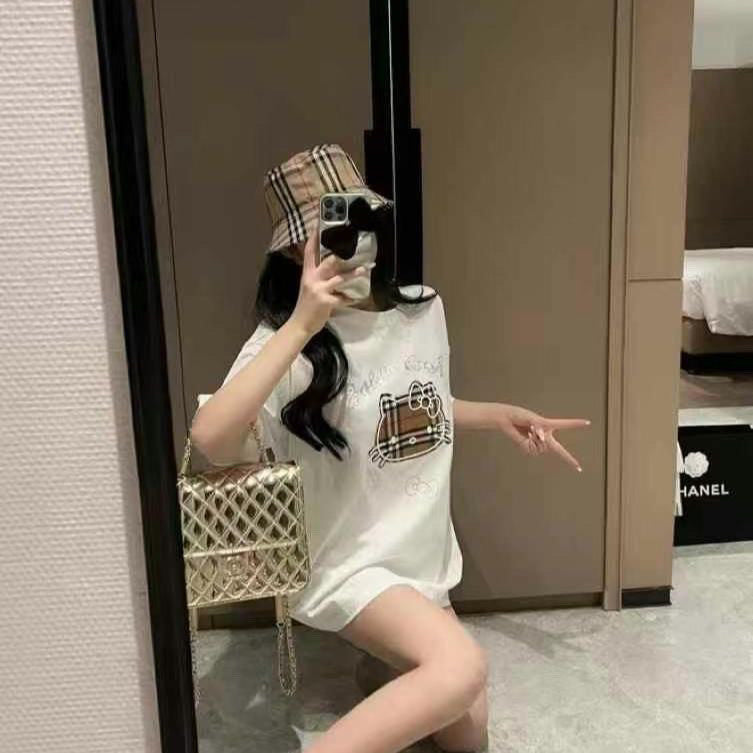 【Tops】かわいいチェーン猫半袖Tシャツ T01829