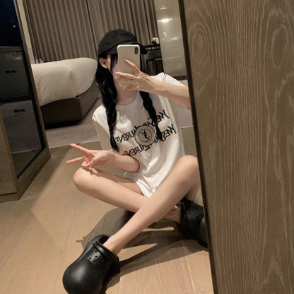 【Tops】ラインストーンTシャツ T01624