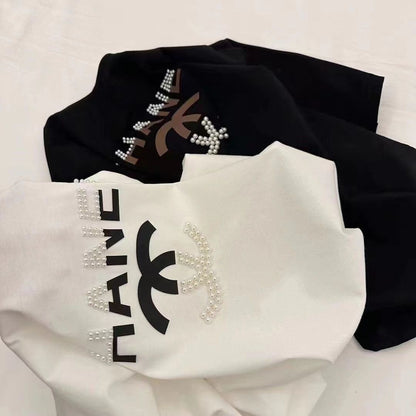【Tops】パール切り替えTシャツ T01631
