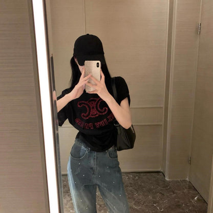 【Tops】ホットダイヤモンドTシャツ T01628