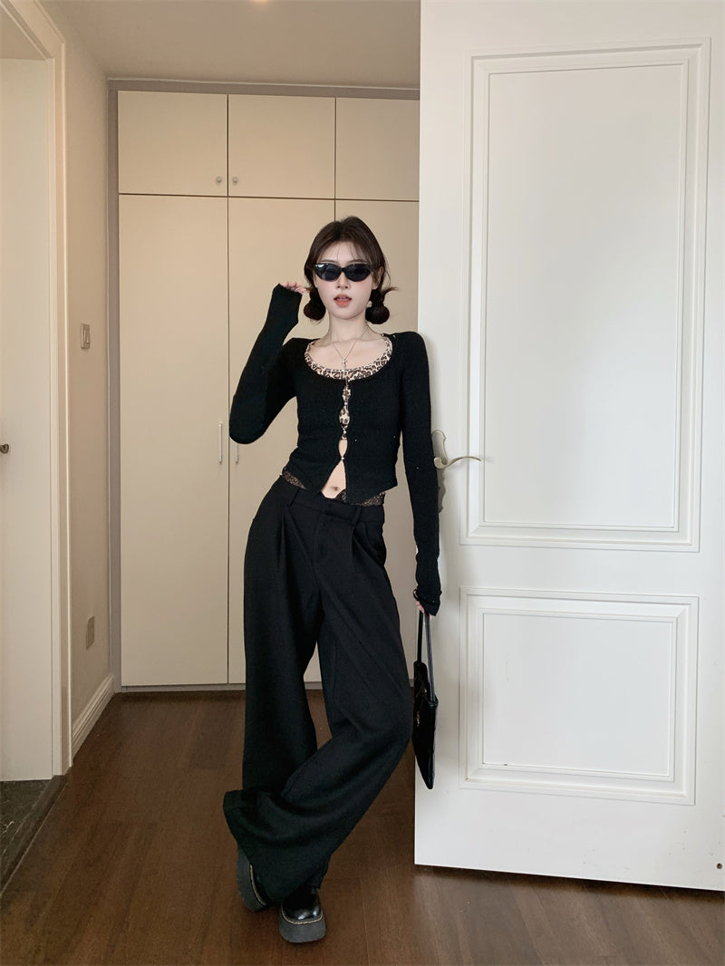 【Tops】フェイクレイヤードニット　W14310