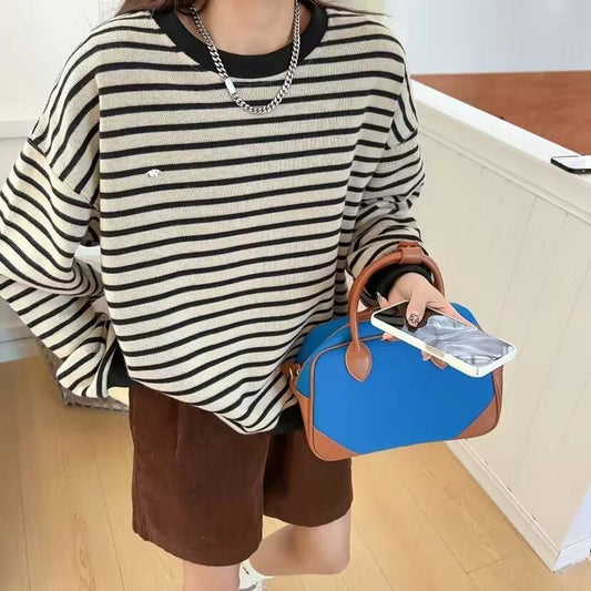 【tops】ボーダー柄ゆったりスウェット　Z6711