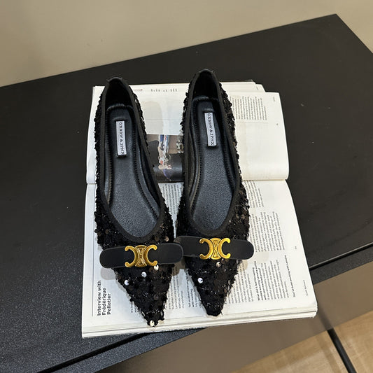 【Shoes】スパンコールフラットシューズ　Ｗ13829