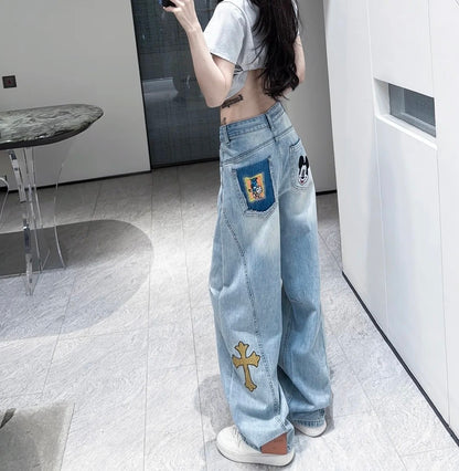 【Bottoms】キャラクター刺繍デニムパンツ T01572