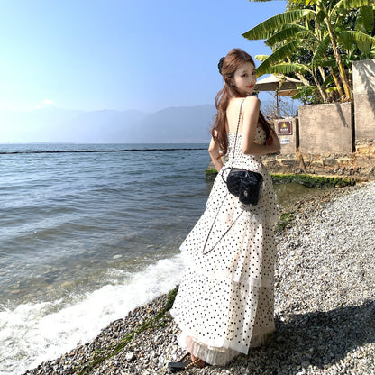 【Dress】ホルターネックドット柄ワンピース　M29722