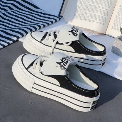 【Shoes】厚底スリッポンキャンバスシューズ T01589
