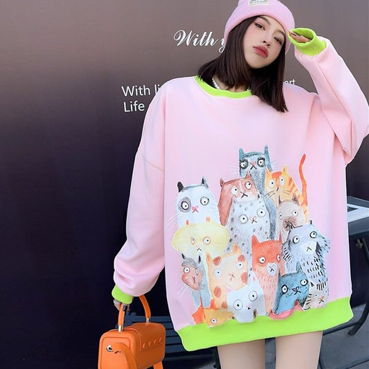 【tops】配色プリントスウェットG19801