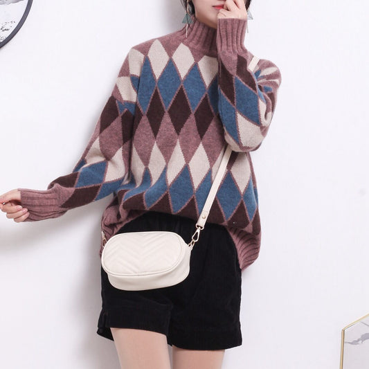 【tops】おしゃれ！原宿系レトロニットセーターゆったり2色