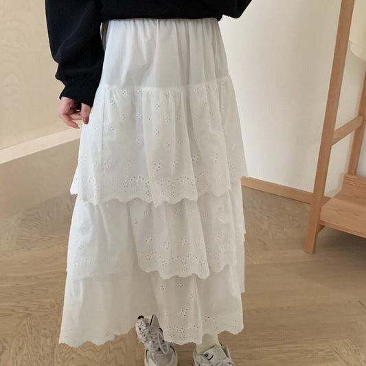 【bottoms】シンプル無地ティアードスカート  Z6721