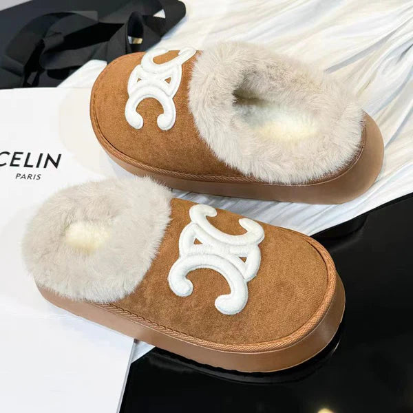 【Shoes】2色厚底ファースリッパ    W14584
