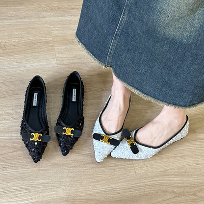 【Shoes】スパンコールフラットシューズ　Ｗ13829