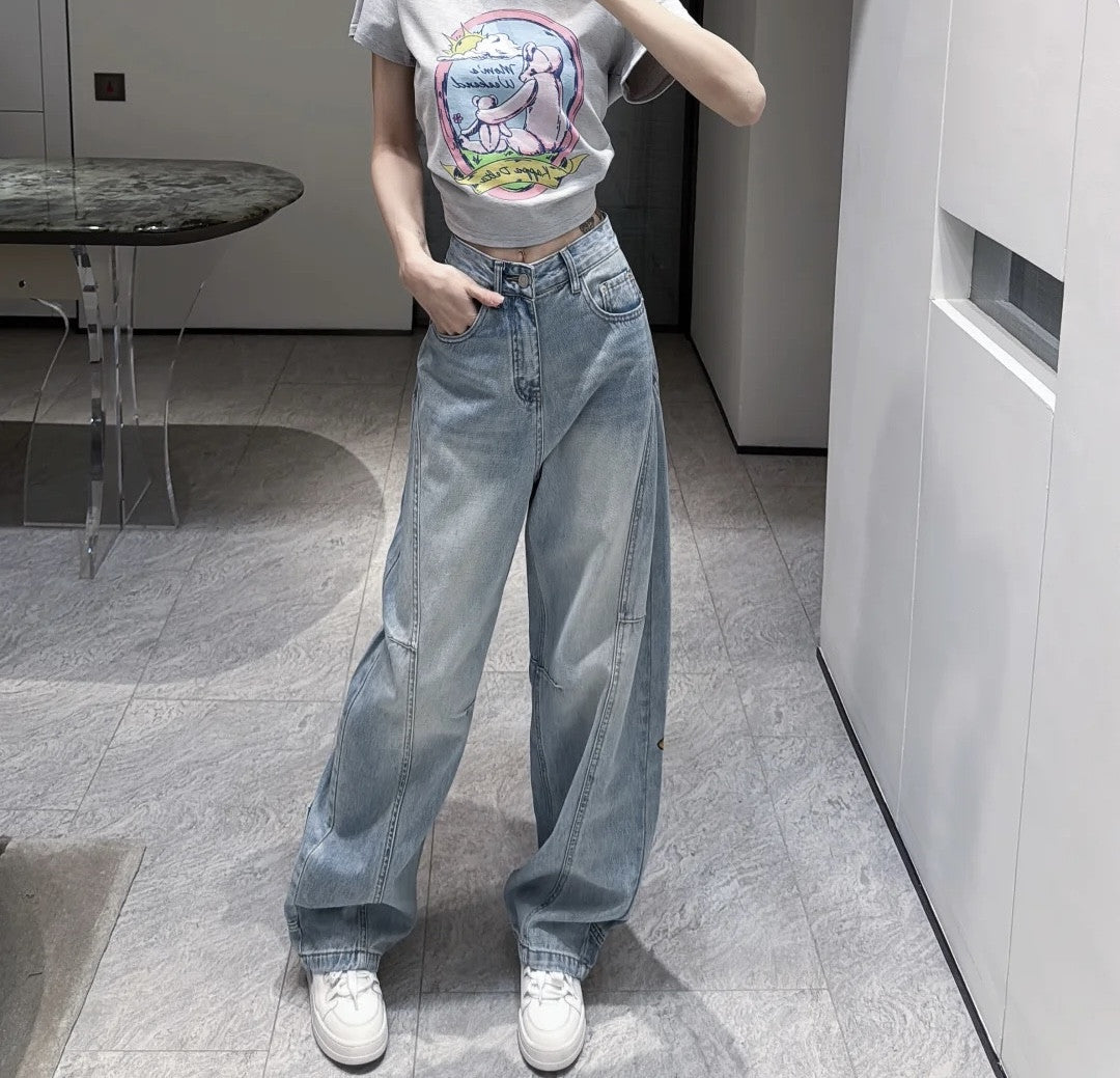 【Bottoms】キャラクター刺繍デニムパンツ T01572