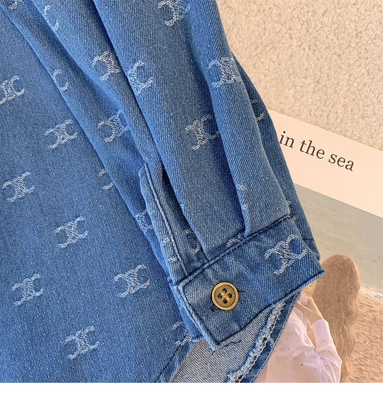 【Tops】ジャカードデニムシャツ　Ｗ14032