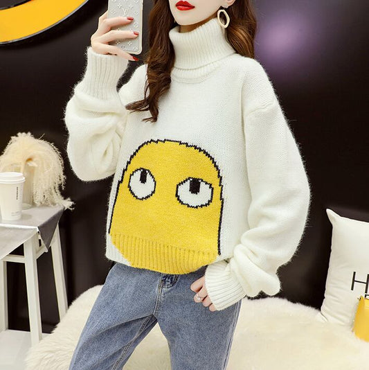 【tops】今季マストバイハイネックカートゥーンニットセーター2色