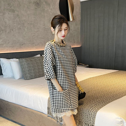 【Dress】レース切替ワンピース　Z7076