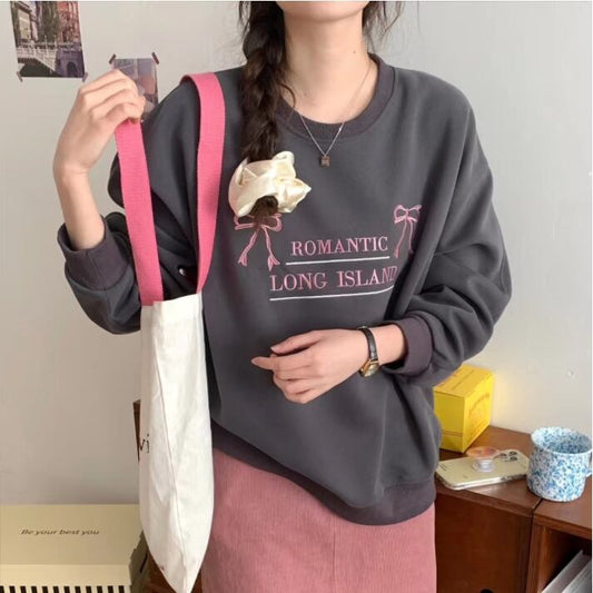 【tops】英文字刺繍ゆったりスウェット　Z6687