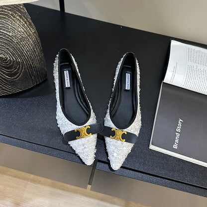 【Shoes】スパンコールフラットシューズ　Ｗ13829