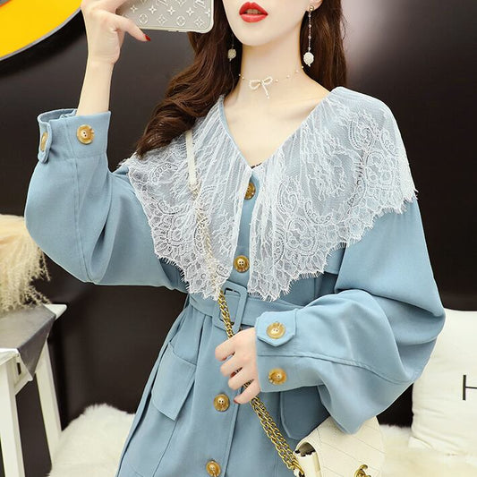 【outer】美人度アップファッション洋気ウインドブレーカーレース切り替え