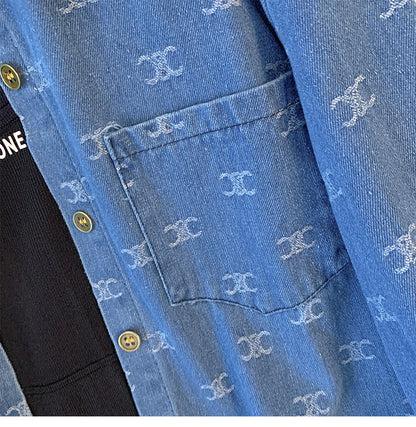 【Tops】ジャカードデニムシャツ　Ｗ14032