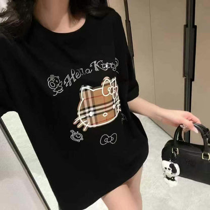【Tops】かわいいチェーン猫半袖Tシャツ T01829