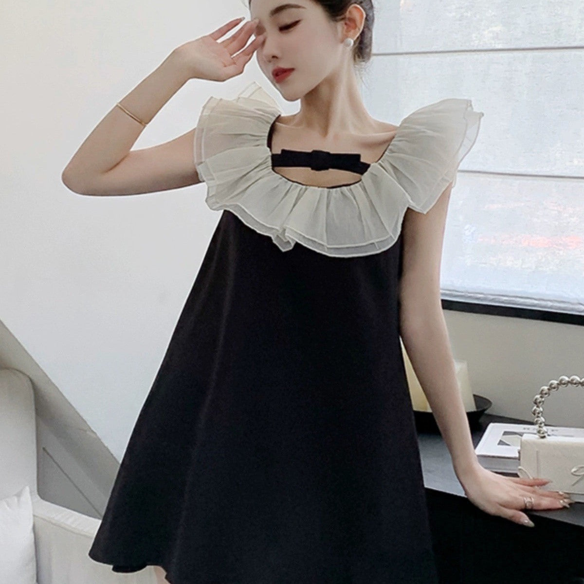【Dress】バックレス ベビードールワンピース T01856