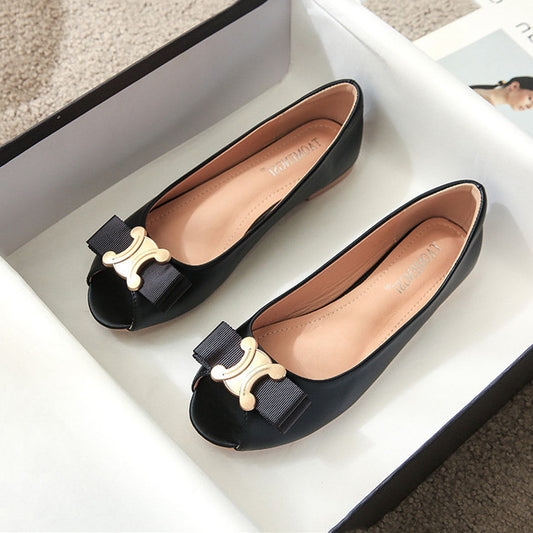 【Shoes】オープントゥフラットシューズ 　W13353