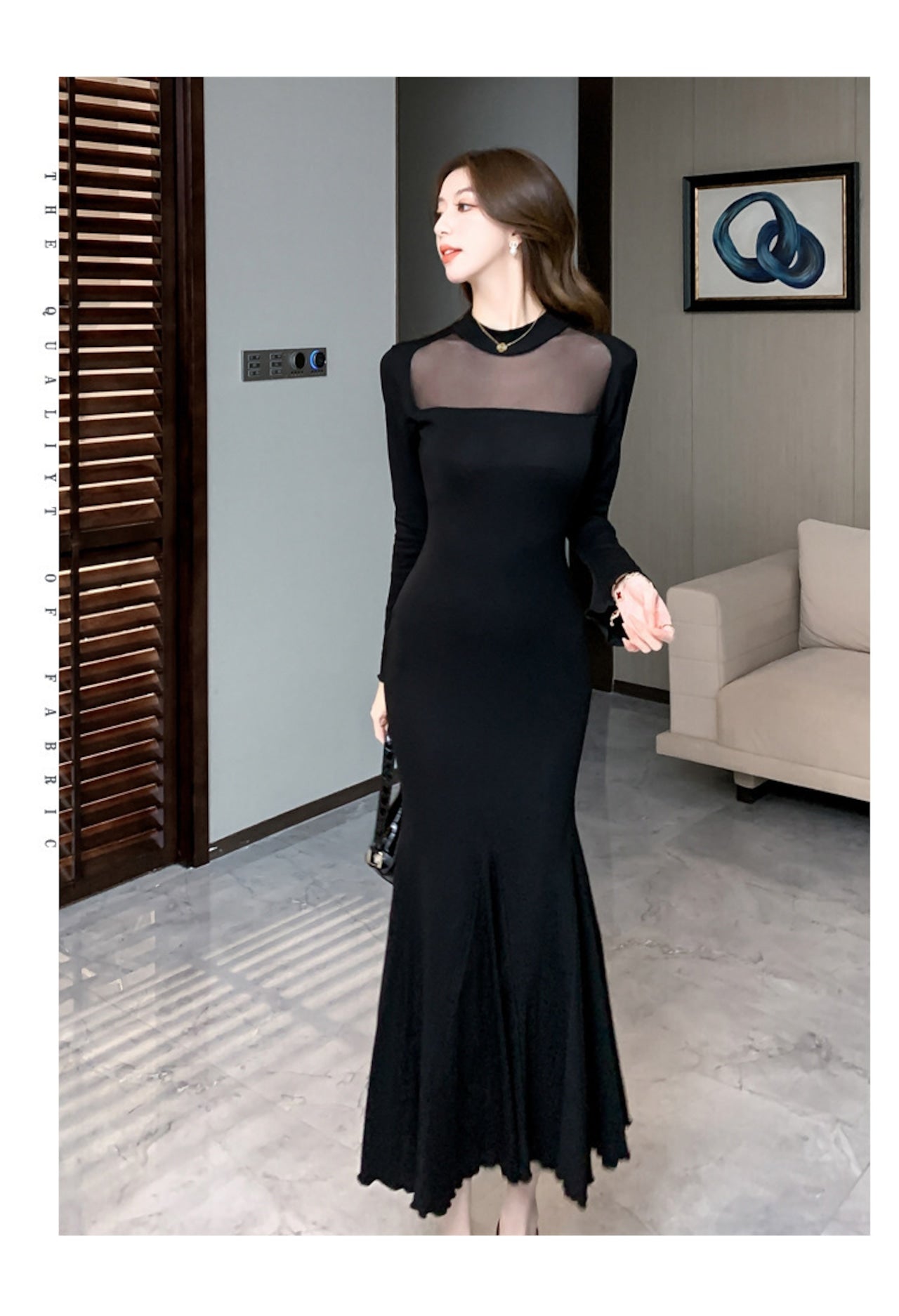 【Dress】マーメイドチュールドッキングワンピース    W14204