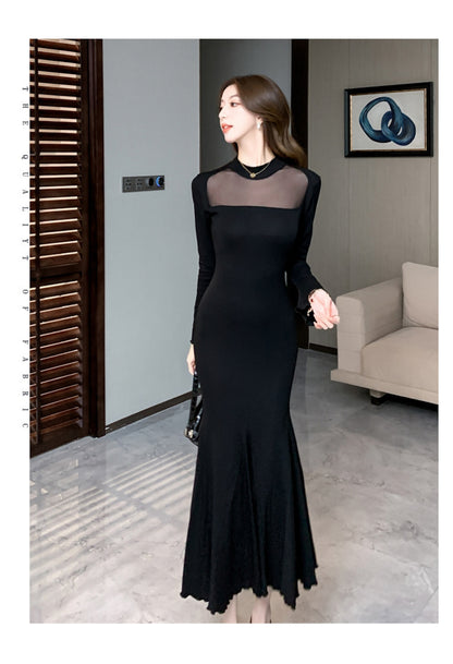 【Dress】マーメイドチュールドッキングワンピース    W14204