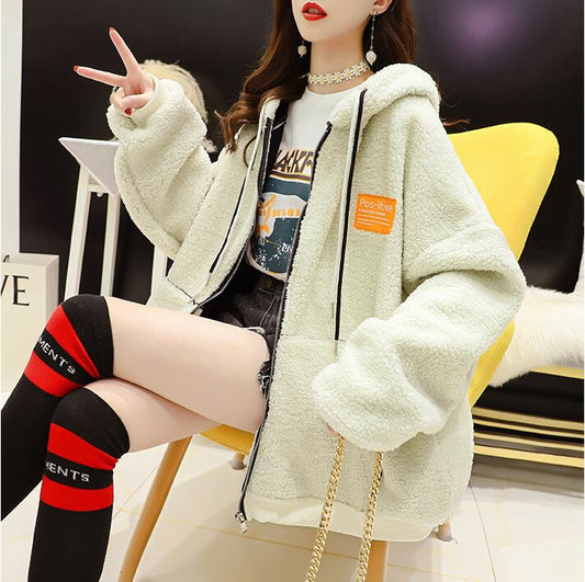 【outer】好感度UPカジュアル無地ラムズウールコート3色付き合わせやすい