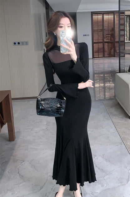 【Dress】マーメイドチュールドッキングワンピース    W14204