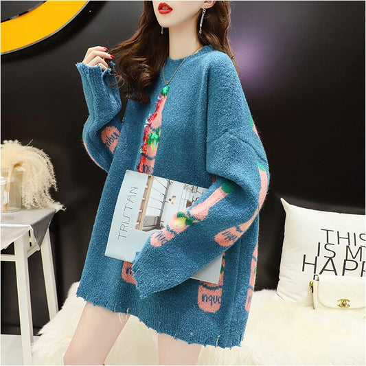 【tops】目立つ！気質アップ長袖不規則 イレギュラーセーター2色