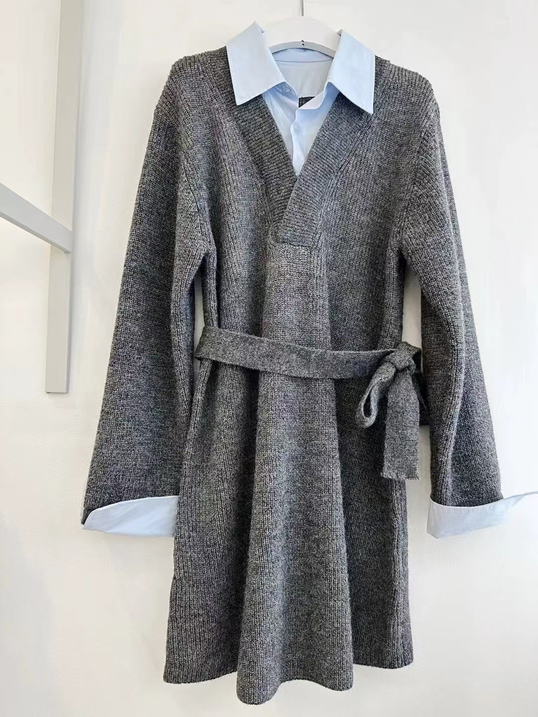 【Dress】フェイクレイヤードニットワンピース　Ｗ14432